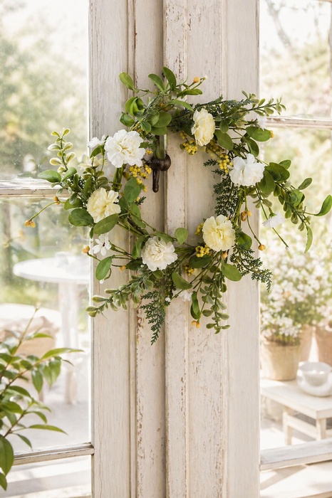 Couronne de gardénia blanche et jaune