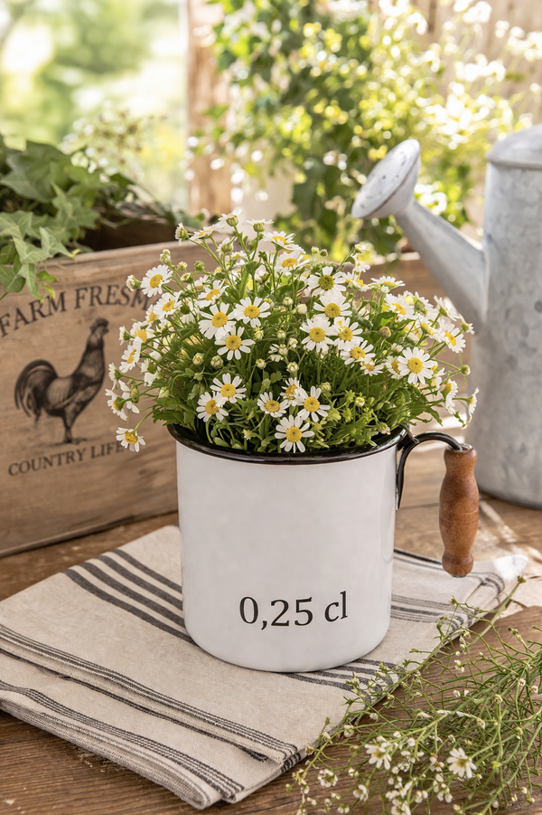 Contenitore in metallo smaltato bianco 0,25 cl -Antic Line