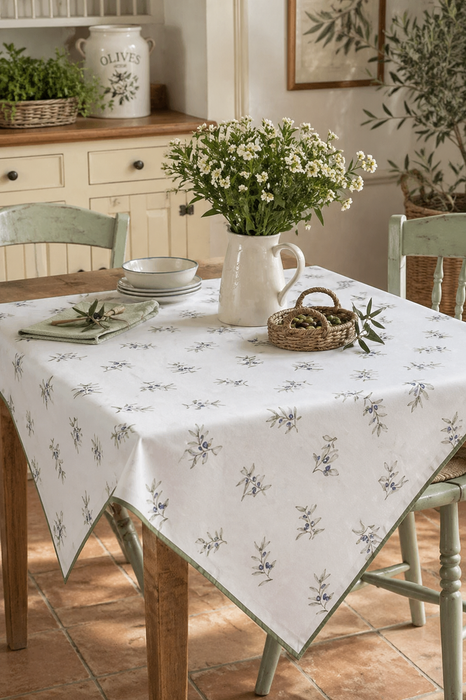 Cotton centrepiece with olive motif 100x100cm -Olive garden Clayre &amp; Eef