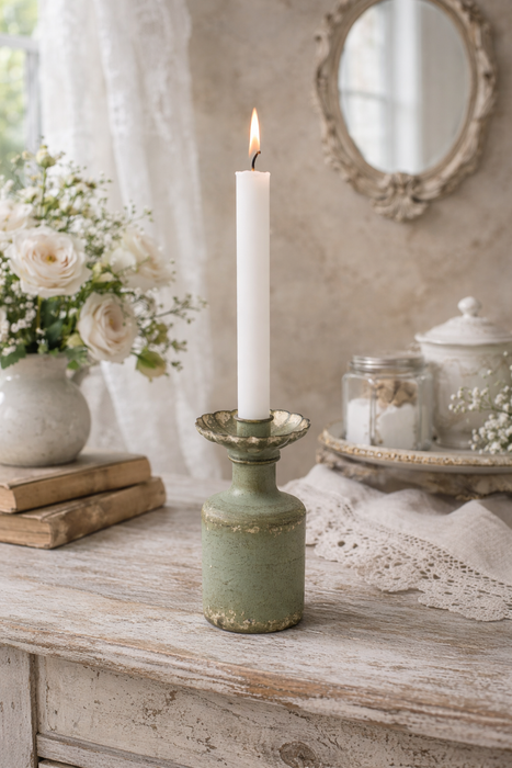 Portacandela Verde Vintage in Metall