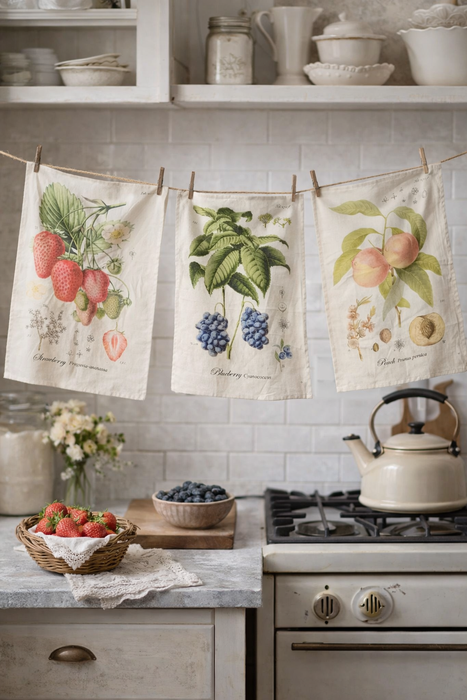 Set 3 Strofinacci Cucina in Cotone con Stampe Botaniche