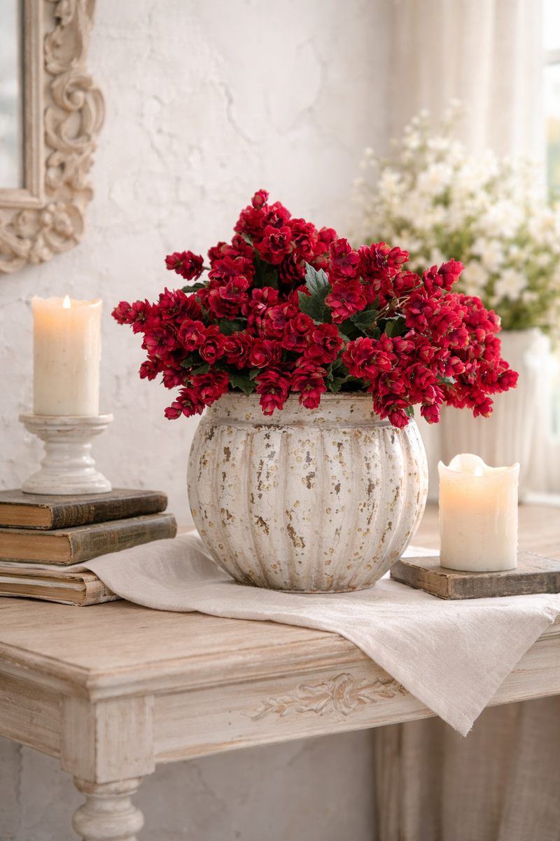 Vaso Decorativo in Metallo Effetto Anticato 24x24x21,6 cm