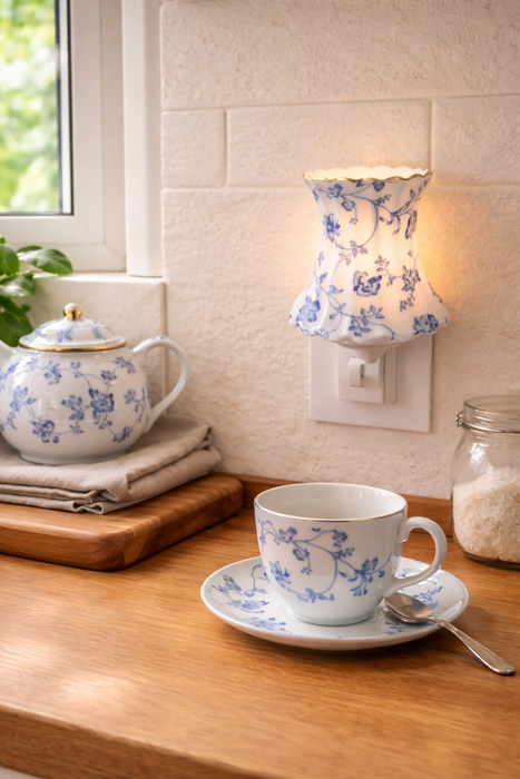 Lampada notturna in porcellana blu