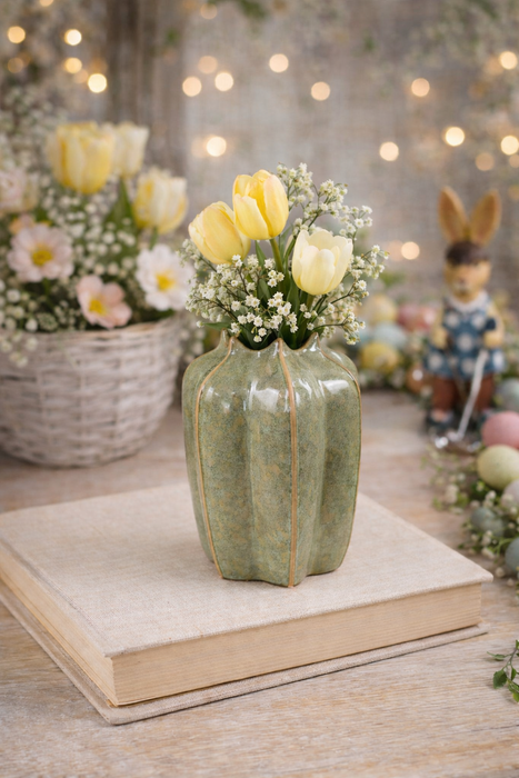 Vaso Decorativo Verde a Forma di Bocciolo 16 cm