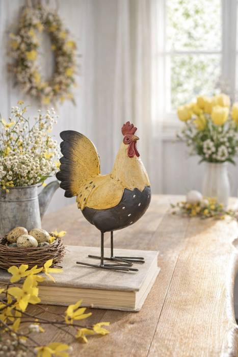 Gallo Decorativo in Poliresina 22 cm