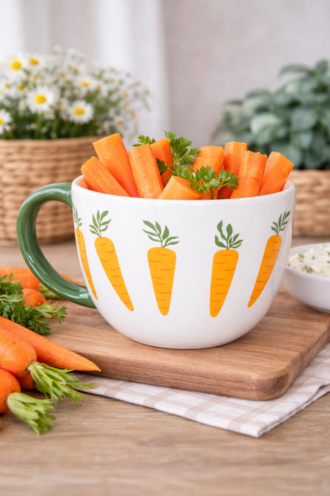 Tazza Decorativa con Carote e Manico Verde
