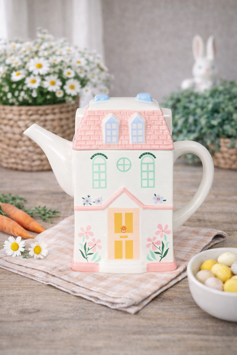 Teiera a Forma di Casetta in Ceramica – 22 cm