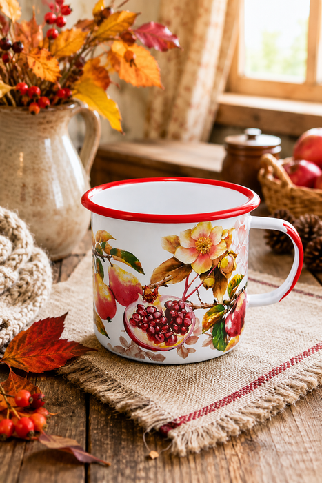 Tazza autunnale in latta smaltata Persimmon Blanc Mariclò