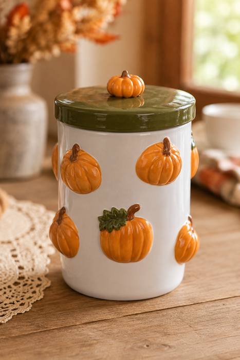 Barattolo decorativo con zucche in ceramica Blanc Mariclò
