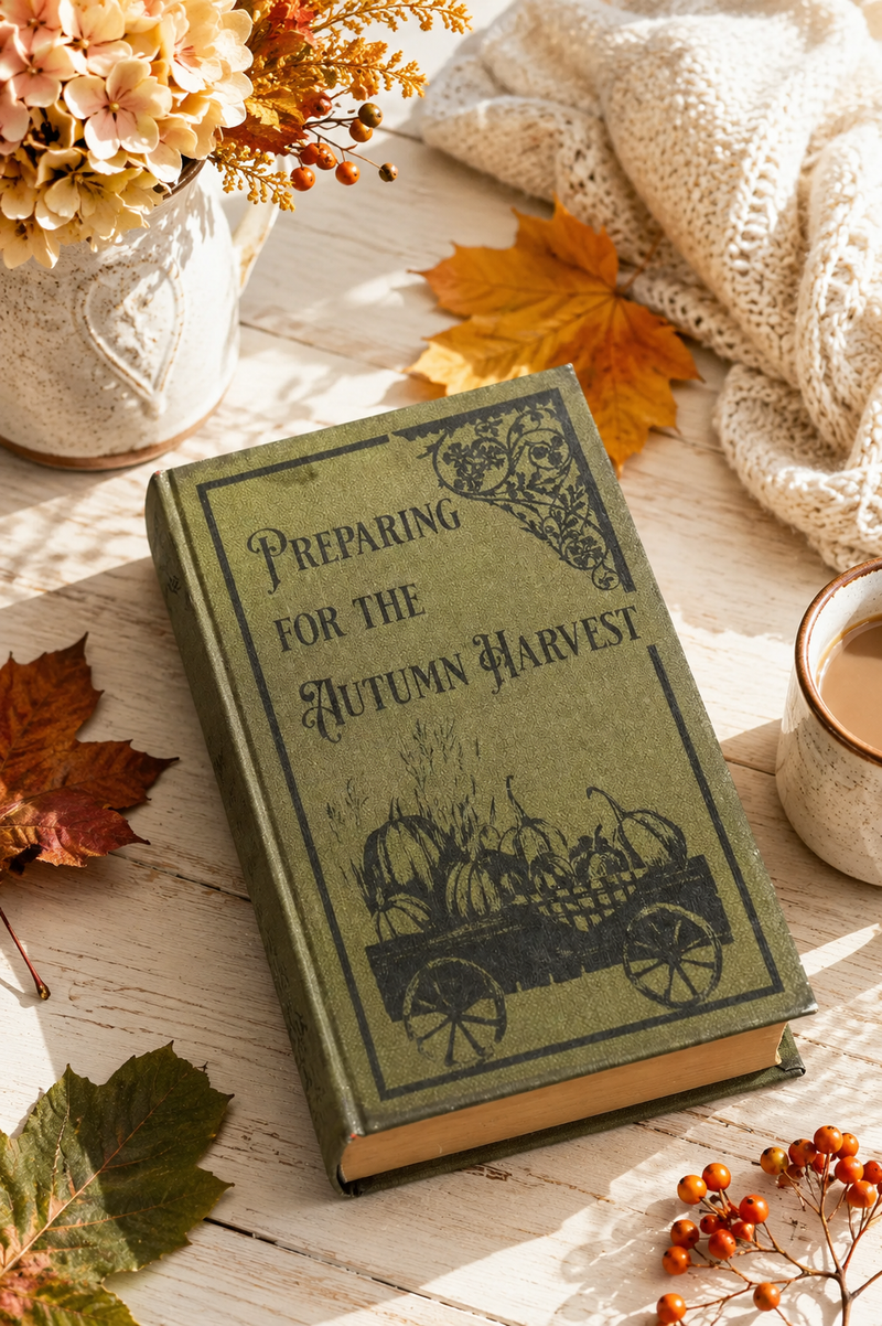 Libro Autunnale con carretto di zucche