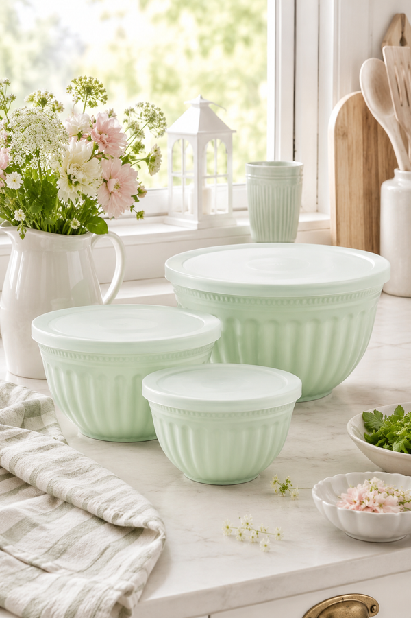 Set di 3 ciotole con coperchio - Verde