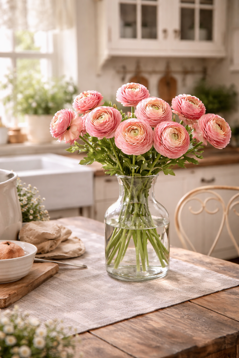 Artificial pink buttercup H 46 cm - Caterpillar