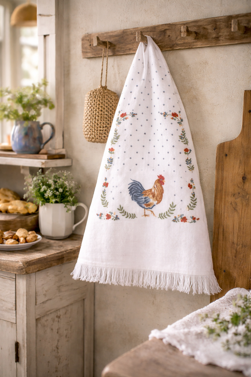 Canovaccio morbido in cotone chicken and rooster -Clayre & eef