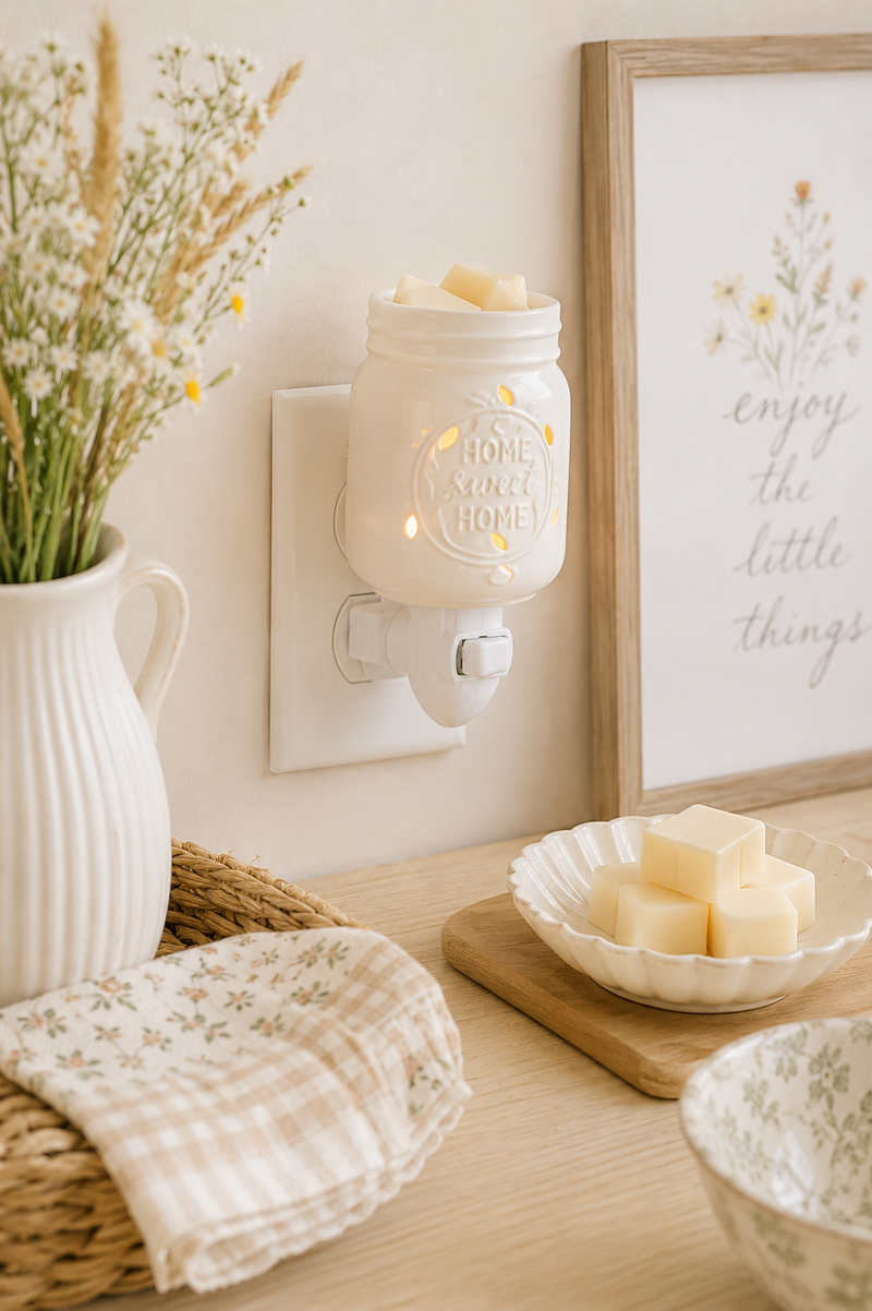 Lampada Scaldacera Elettrica Mason Jar Bianca – Candle Warmers®