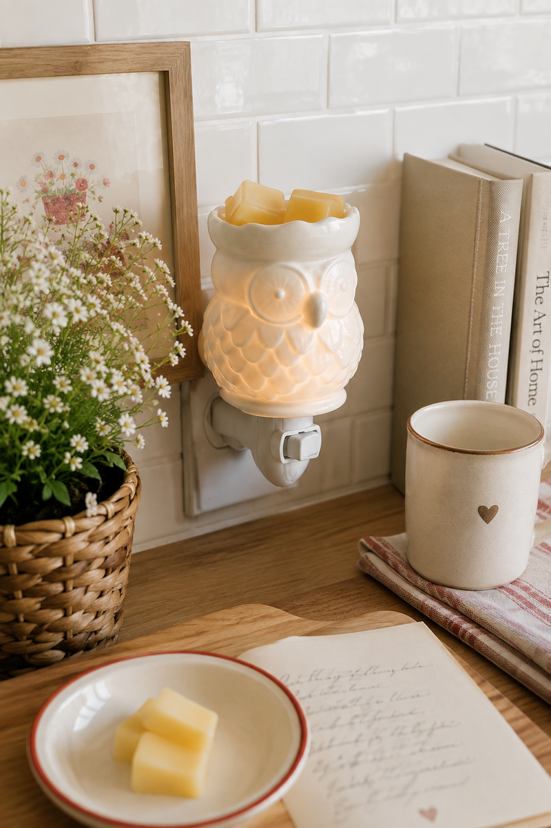 Lampada Elettrica da presa GUFO bianca Candle warmers