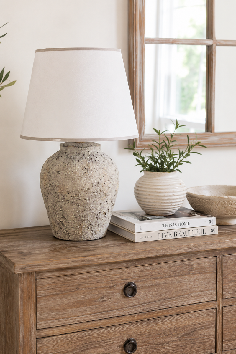 Lampada da Tavolo in Terracotta 35x59 cm con Paralume – Clayre & Eef
