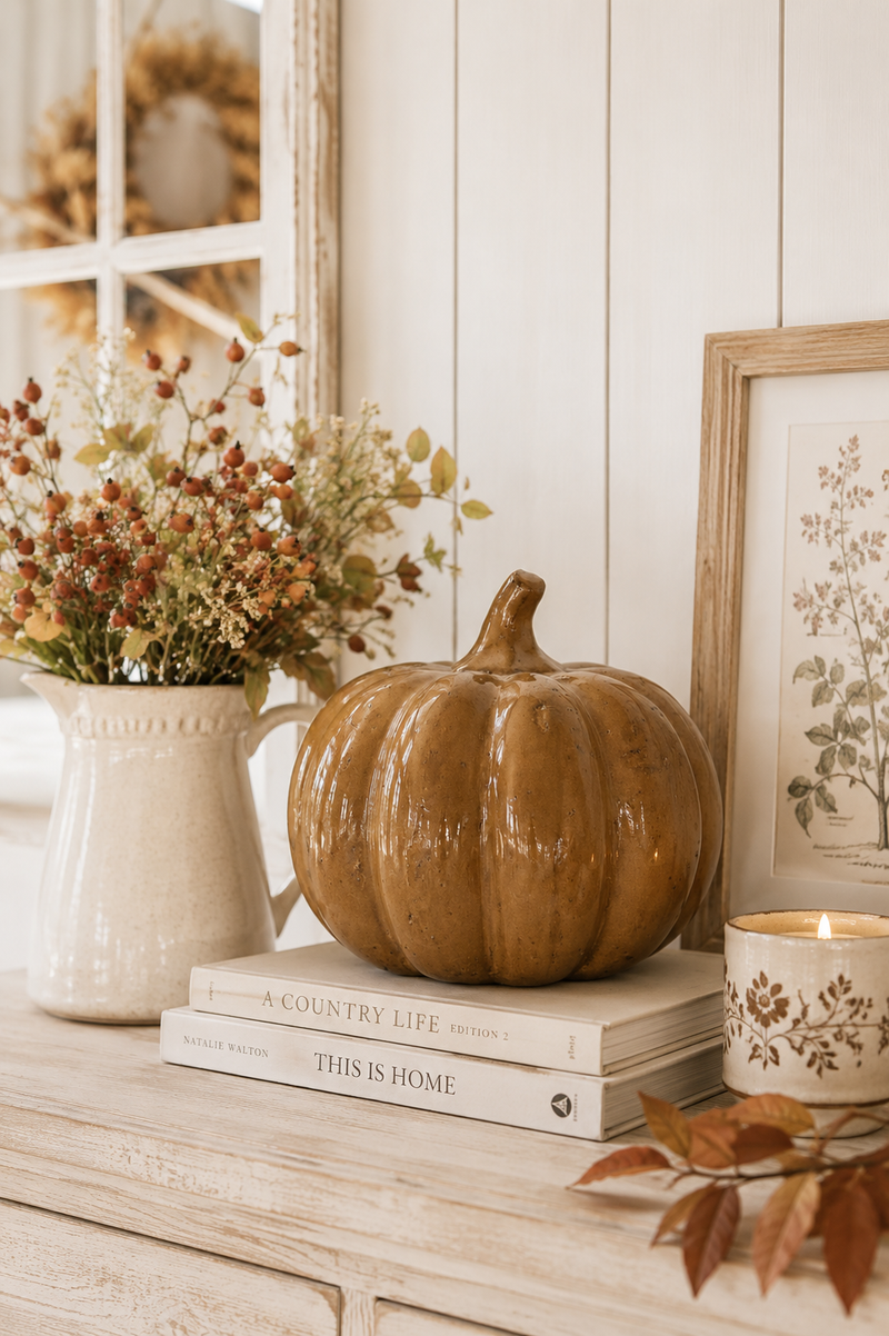 Zucca Decorativa in Terracotta Marrone Smaltata 20 cm – Ib Laursen