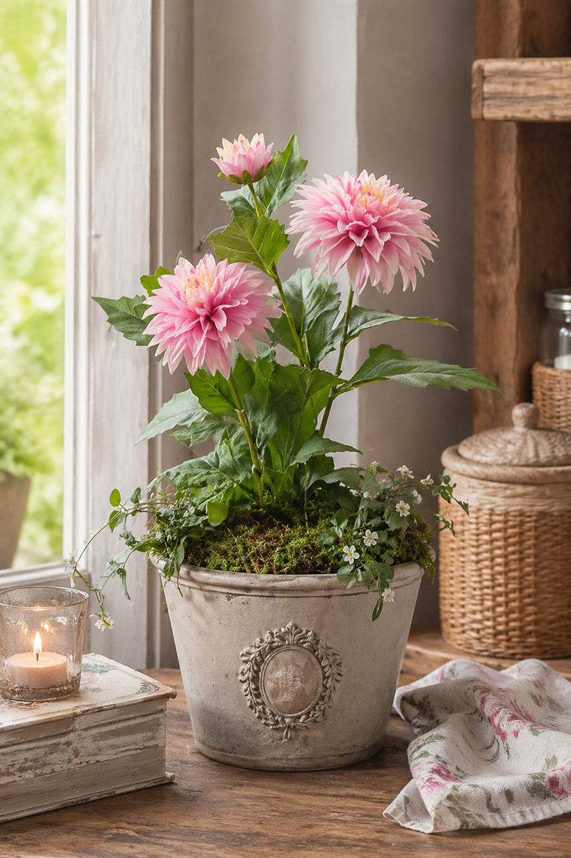 Fleur artificielle Dahlia dahlia sur tige polyester