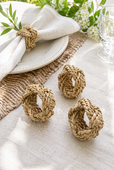Lot de 4 ronds de serviette en jonc de mer