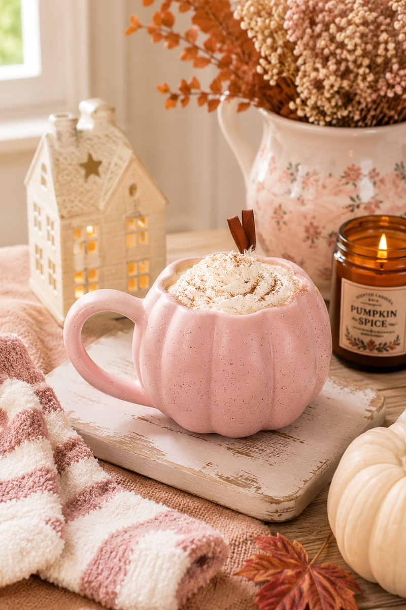 Tazza Zucca Rosa con Calzini Cozy