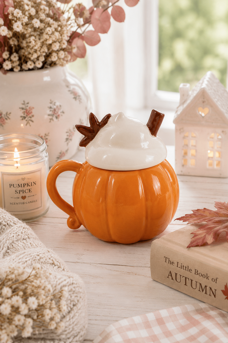 Tazza Zucca con Coperchio in Ceramica