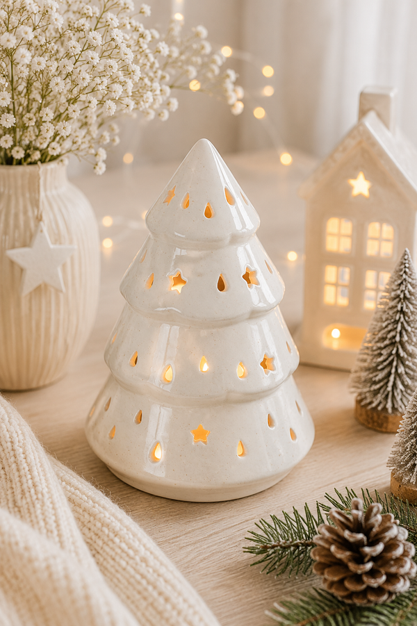 Bruciatore per oli e cere - Albero di Natale bianco