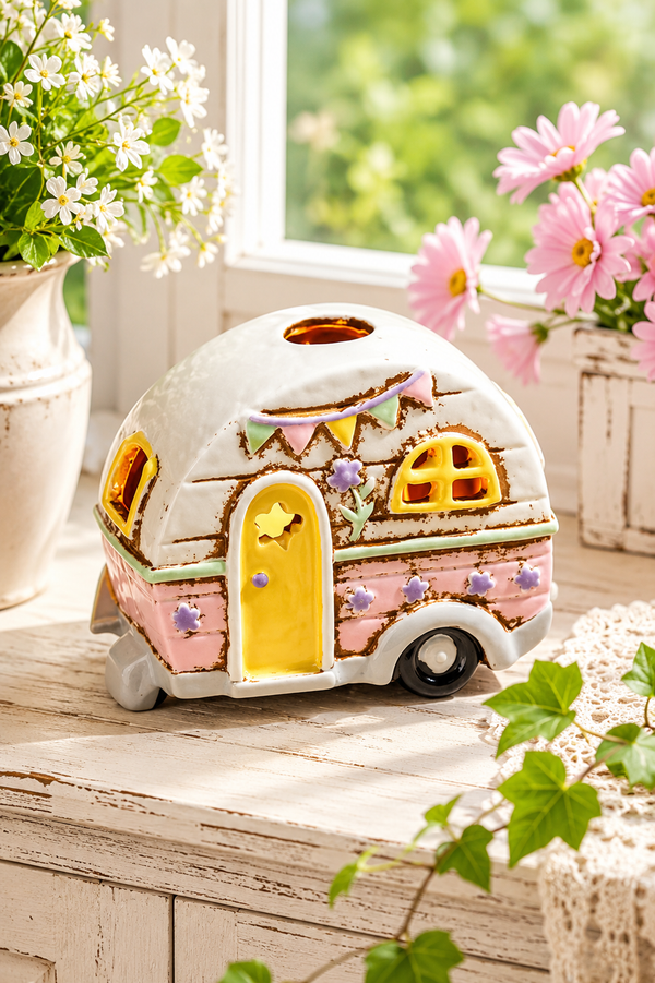 Caravan Porta Tea Light Rosa in Ceramica
