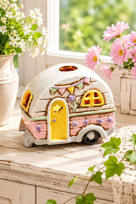 Caravan Porta Tea Light Rosa in Ceramica