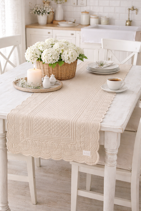 Runner Trapuntato Beige 40x130 cm Nuvole di Stoffa