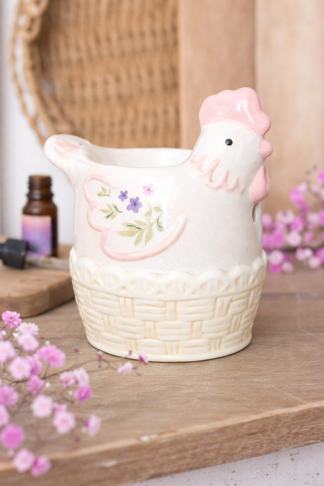 Bruciatore olio e cera a forma di gallina