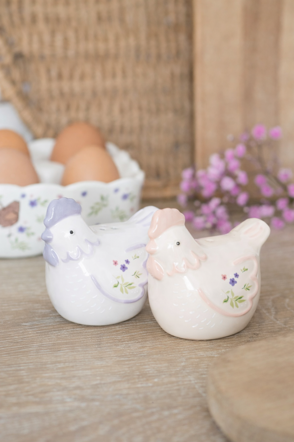 Set Sale e Pepe “Gallinelle” in Ceramica – Eleganza Country Chic