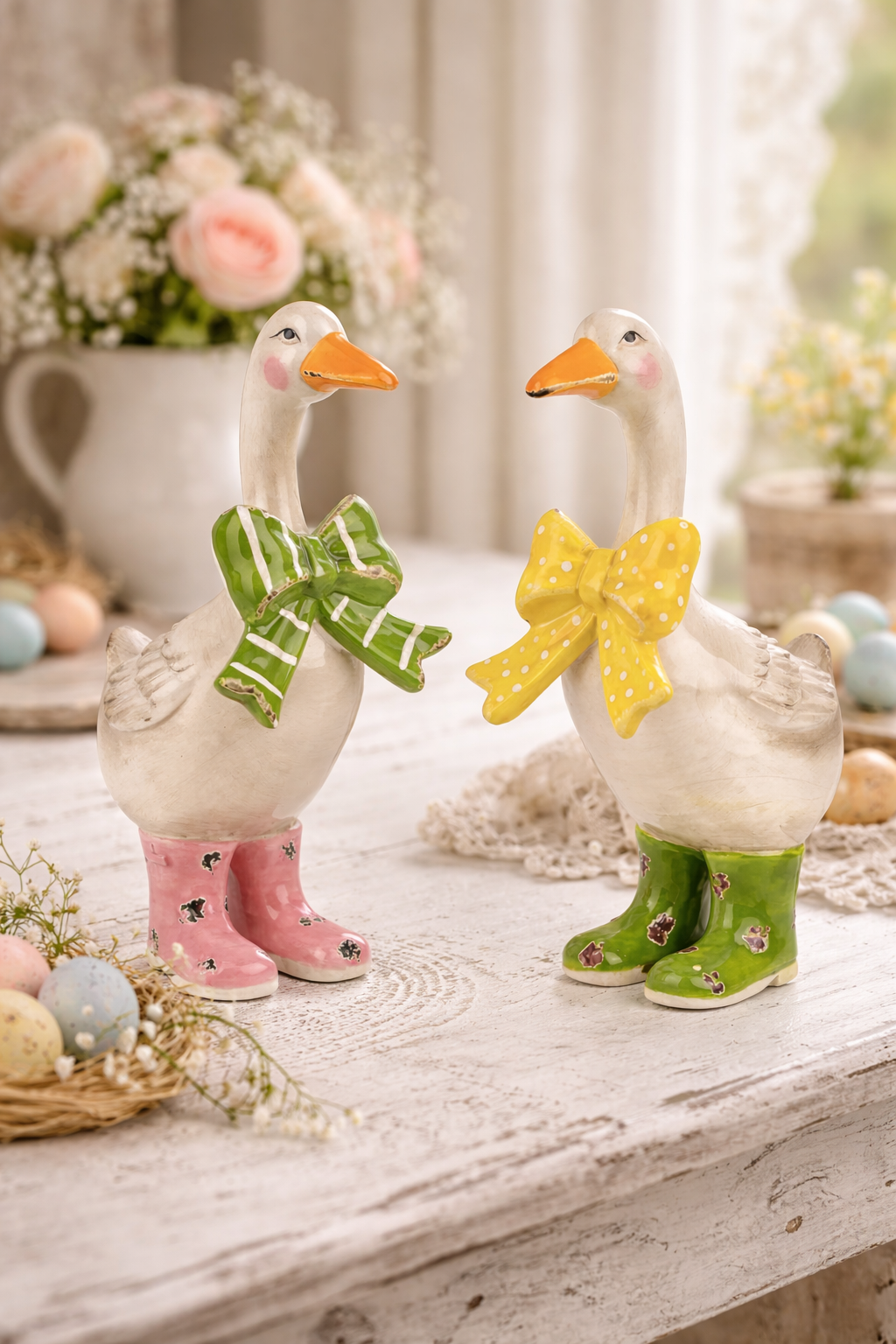 Oca Decorativa in Ceramica con Fiocco