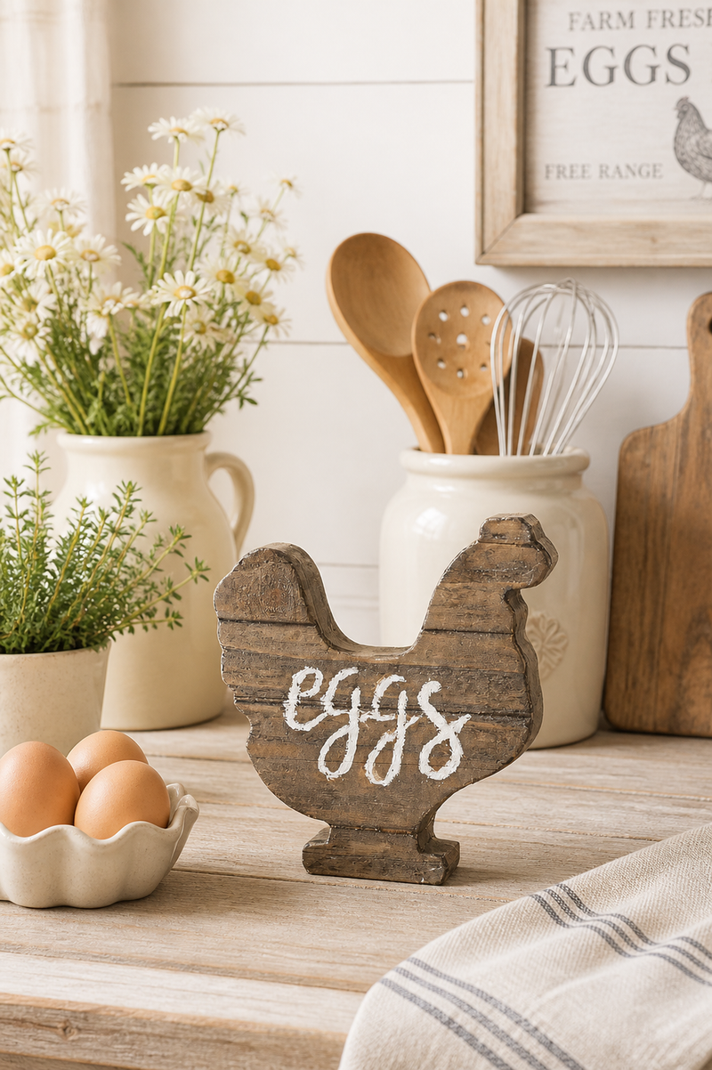 Gallina decorativa in legno Chic Antique
