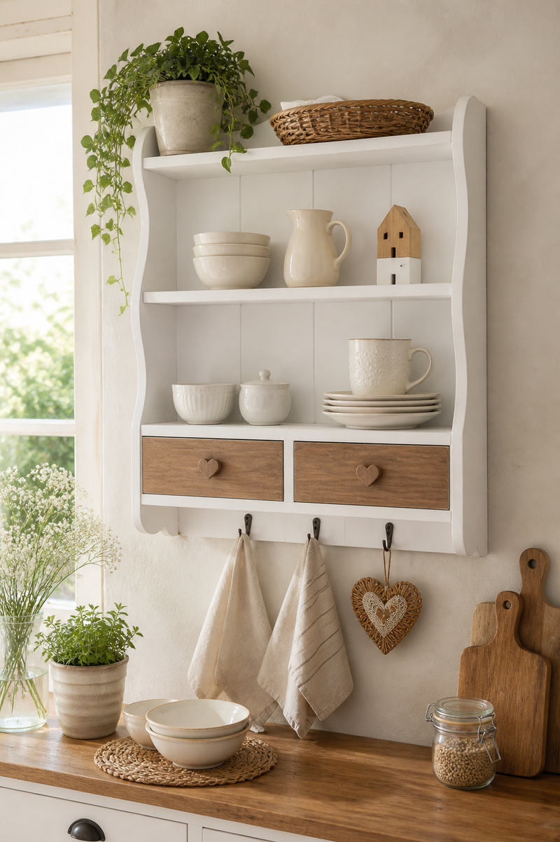Piattaia da Parete Shabby Chic in Legno