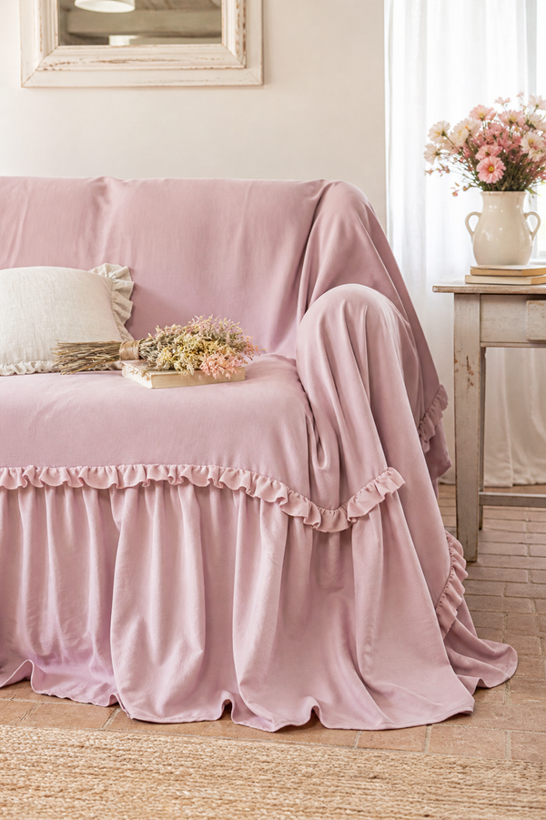 Copridivano Rosa Con Gala 160×280 cm Blanc Mariclò