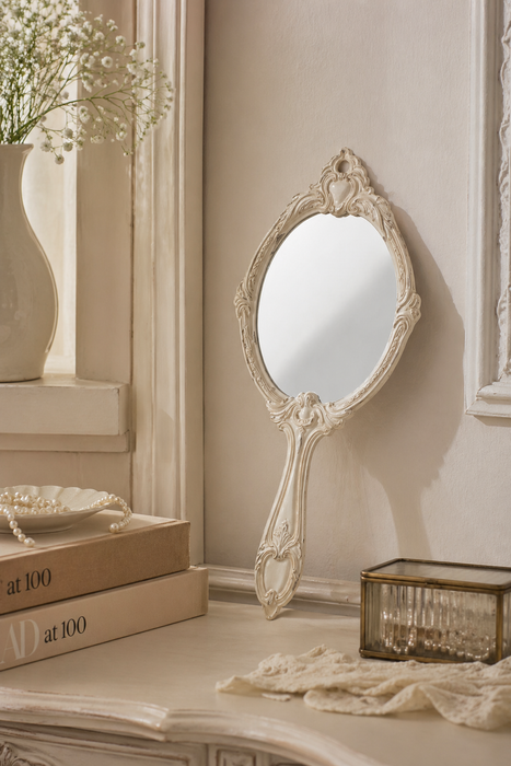 Specchio resina crema 12,8x1,5x29 cm Nuvole di stoffa