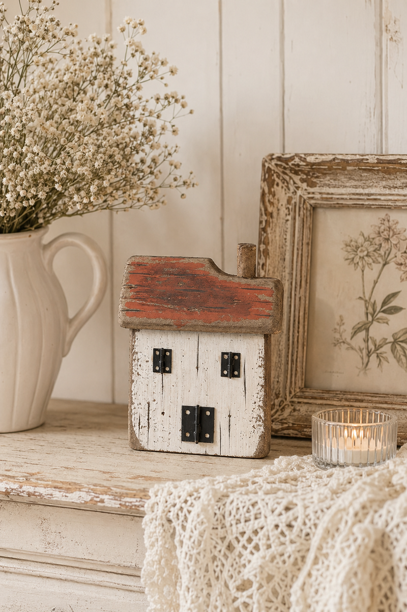 Decorazione in legno naturale  a forma di  casa-Clayre & Eef
