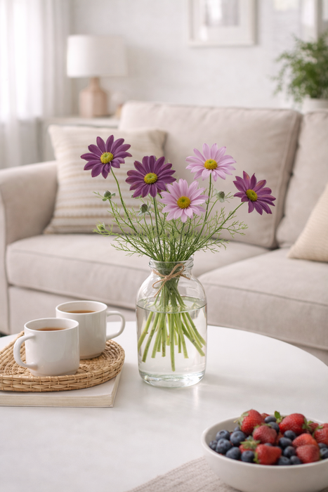 Bouquet de 3 marguerites artificielles h 65 cm-Bordure