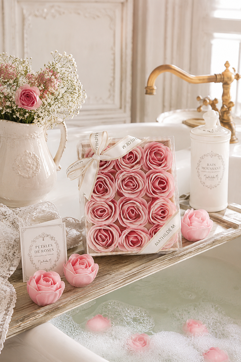 Cofanetto 12 Rose in Foglie di Sapone Profumo Rosa Mathilde M.