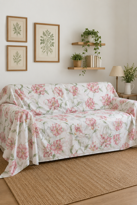 Copritutto Arredo Magnolia – 100% Cotone – Fantasia Floreale Rosa