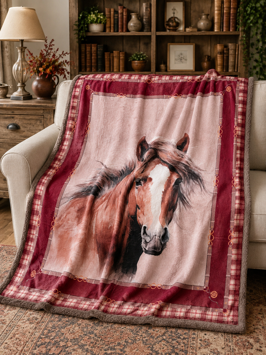 Plaid Agnellato con Cavallo 130x160 cm