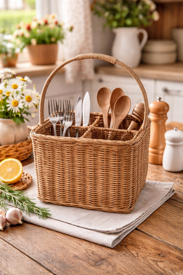 Portaposate Leonora in Rattan Blanc Mariclò