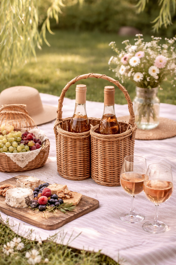 Cestino Portabottiglie Eleonora in Rattan Blanc Mariclò