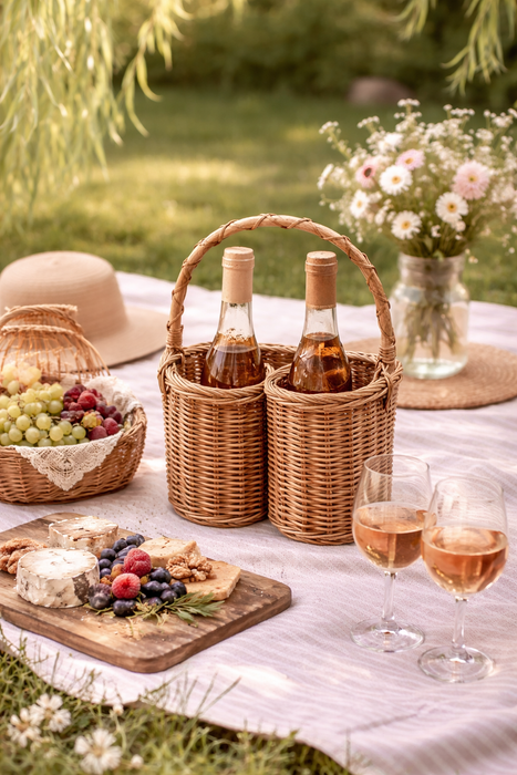 Cestino Portabottiglie Eleonora in Rattan Blanc Mariclò