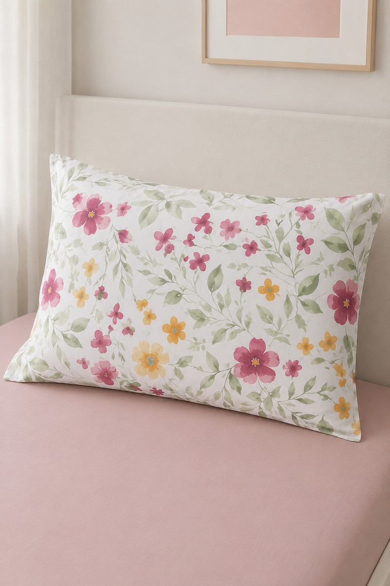Completo Lenzuola Singolo Fantasia Floreale Rosa