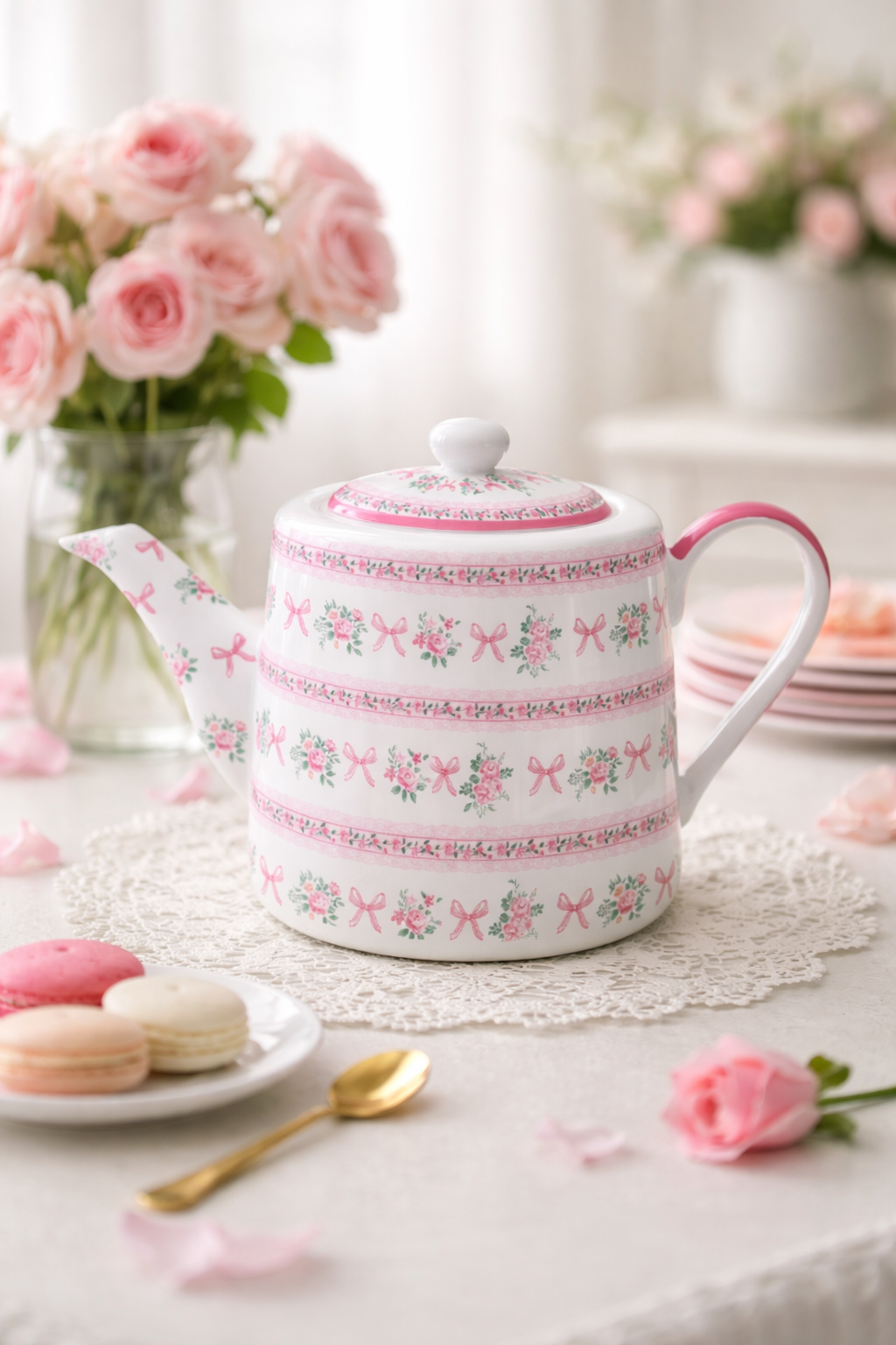 Teiera in Porcellana Ribbon Isabelle rose