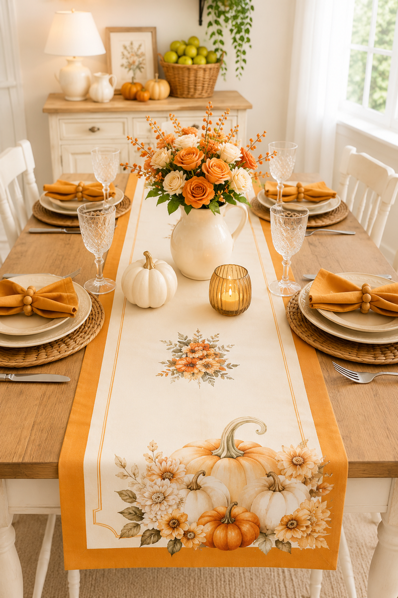Runner Racconti d’Autunno in Cotone 50x150 cm – Nuvole di Stoffa