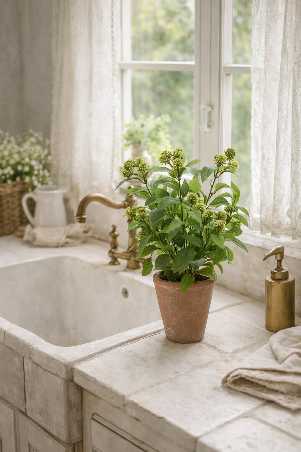 Pianta Artificiale Viburno con Vaso – Altezza 38 cm – EDG