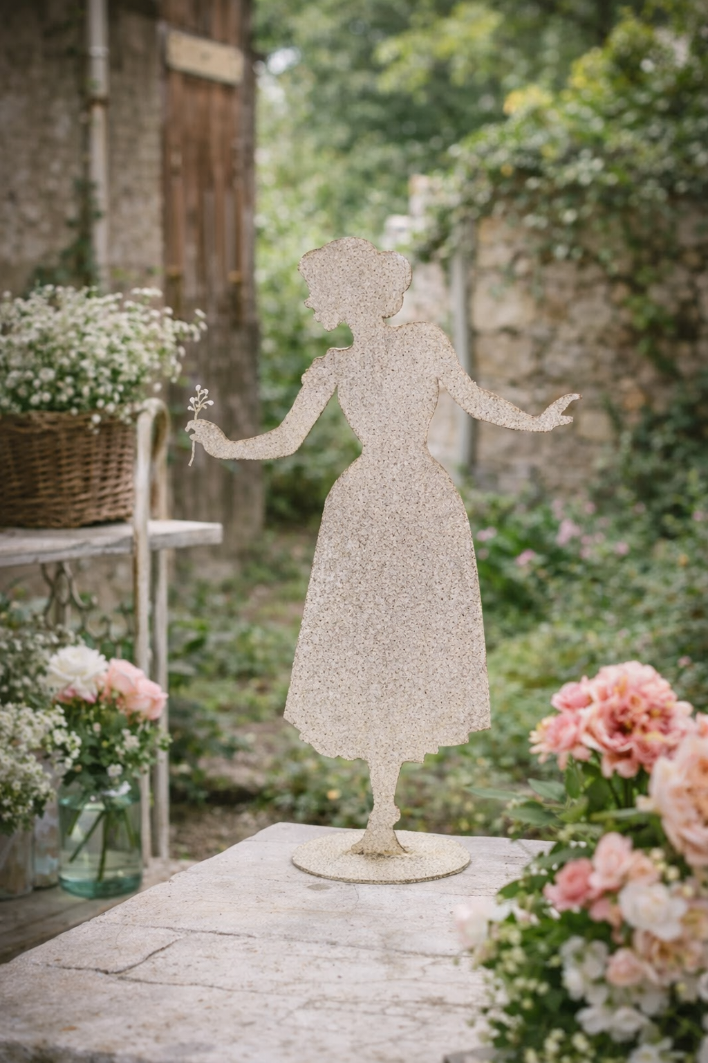 Silhouette Metallo con fiore H 41 cm Nuvole di Stoffa