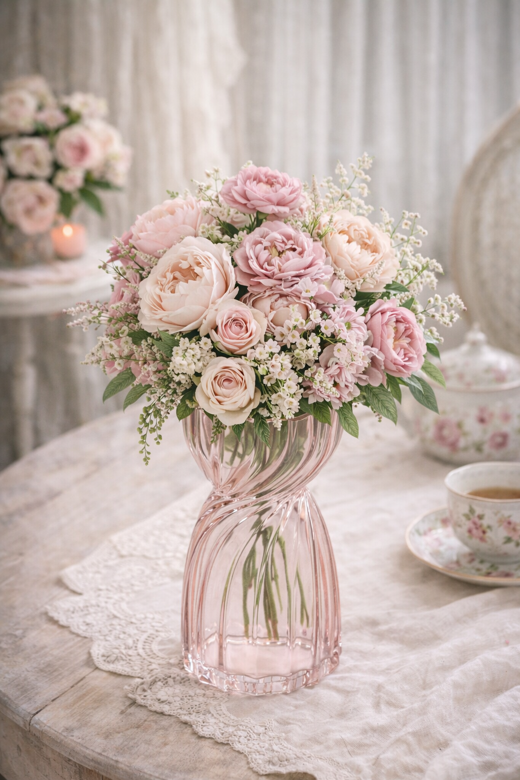 Vaso in Vetro Lucido Fiorirà 13x13x25 cm  Nuvole di Stoffa